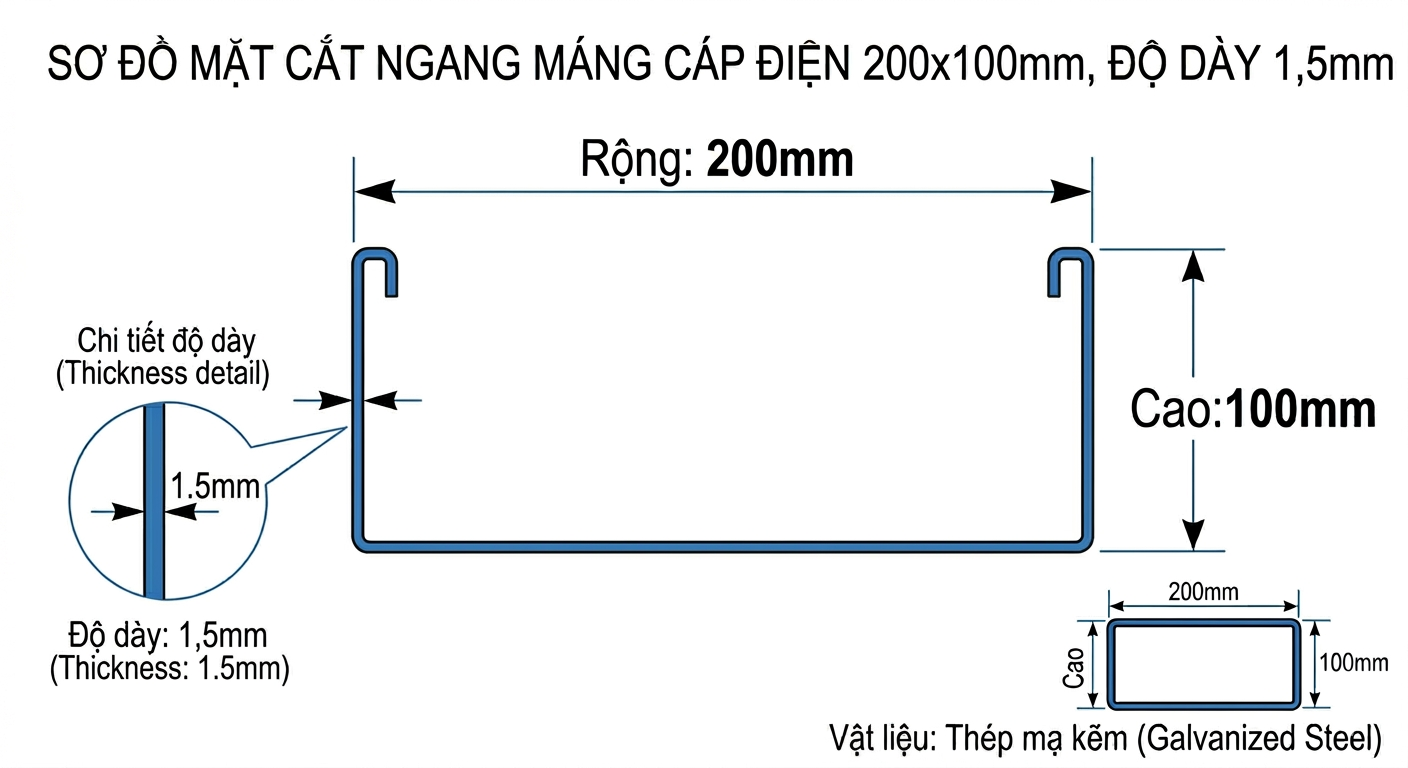 Độ dày 2mm máng cáp điện Độ dày 2mm máng cáp điện