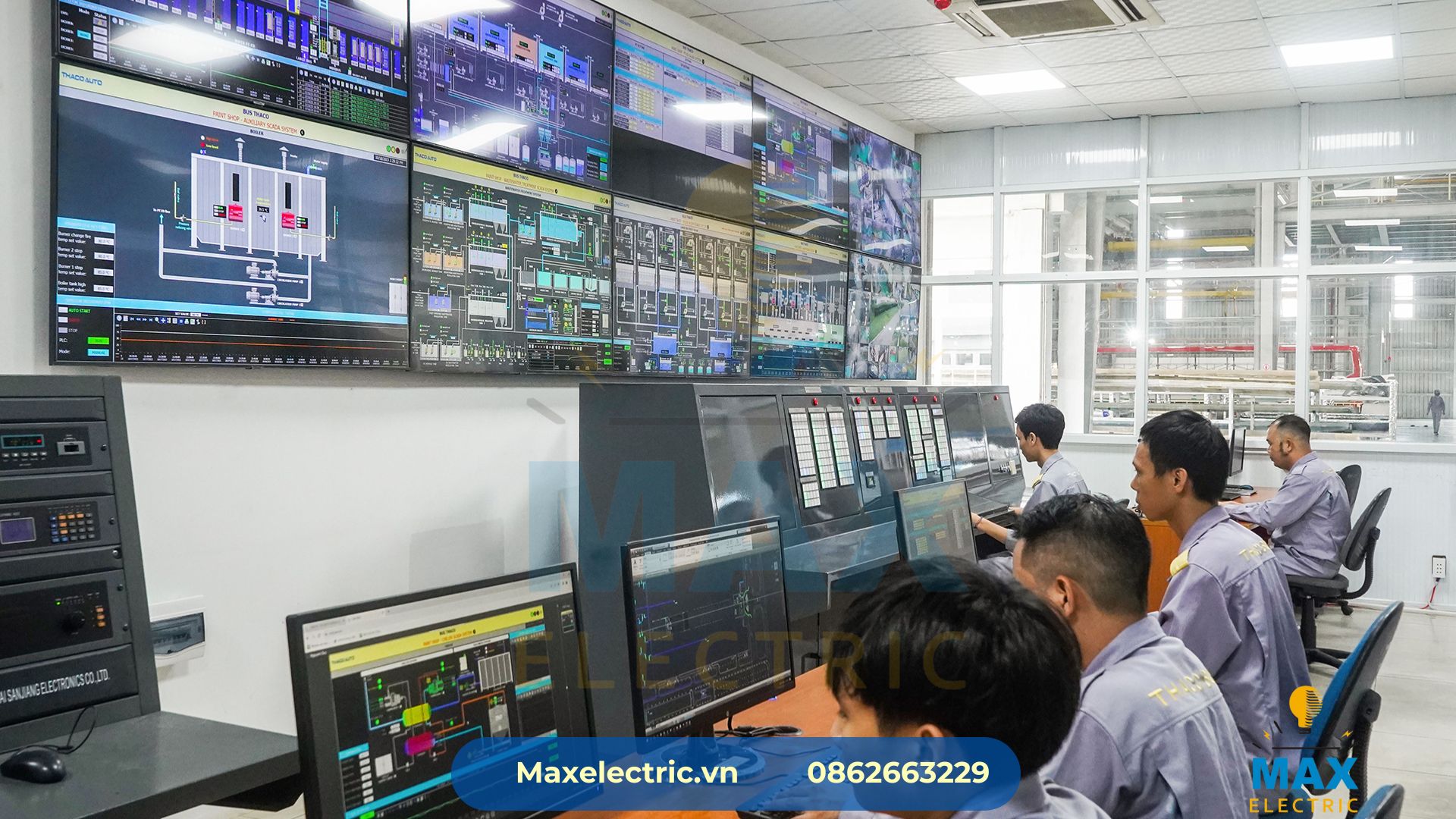 Giao diện màn hình SCADA giám sát toàn bộ hoạt động của hệ thống điện tự động hóa do kỹ sư Max Electric VN thiết kế
